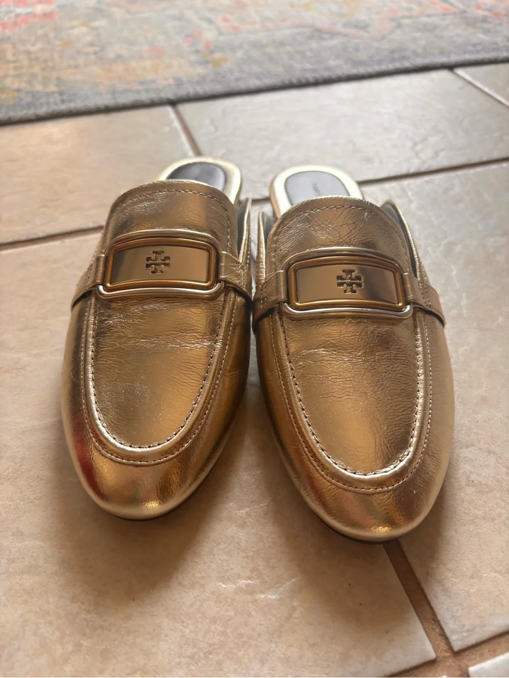 NWT Tory Burch-Spark Gold-Georgia Backless Loafer-Metallic
